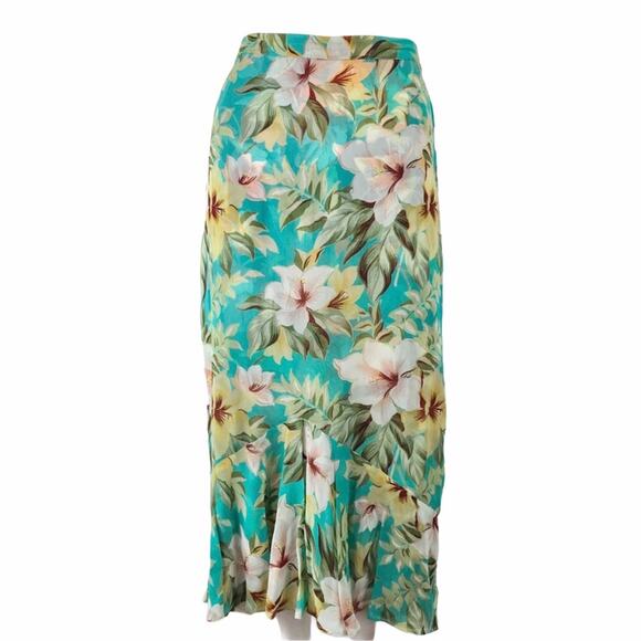 Reversible Floral Skirt Multi-colored Hawaiian Tropical Flowers Print - Picture 3 of 5